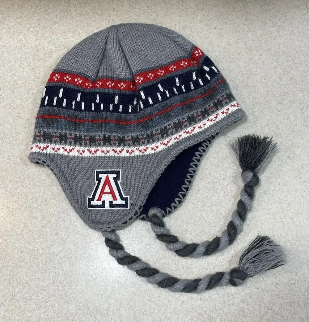 University Of Arizona Cap/Hat Knit Winter Beanie W/Ear Flaps Tassels Adult OS